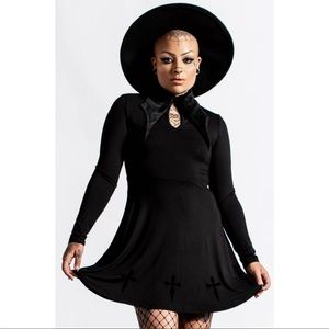 Killstar Bat Collar Dress 🦇 with Cross Trim
